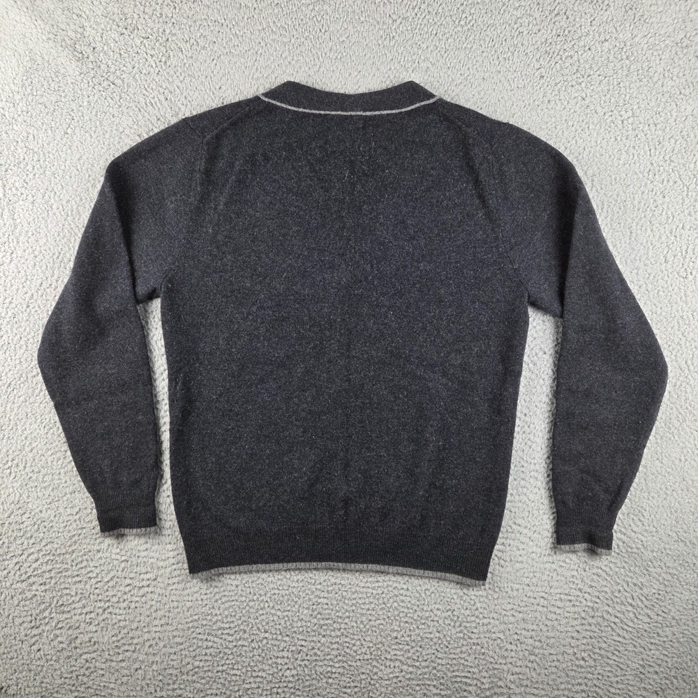 Hammacher Schlemmer Cashmere Cardigan Sweater Womens M Gray V-Neck Button Down - Picture 7 of 7